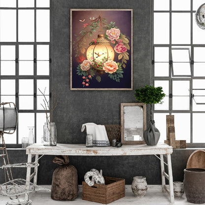 Flower And Bird Lantern - Full Round Drill Diamond Painting 30*40CM