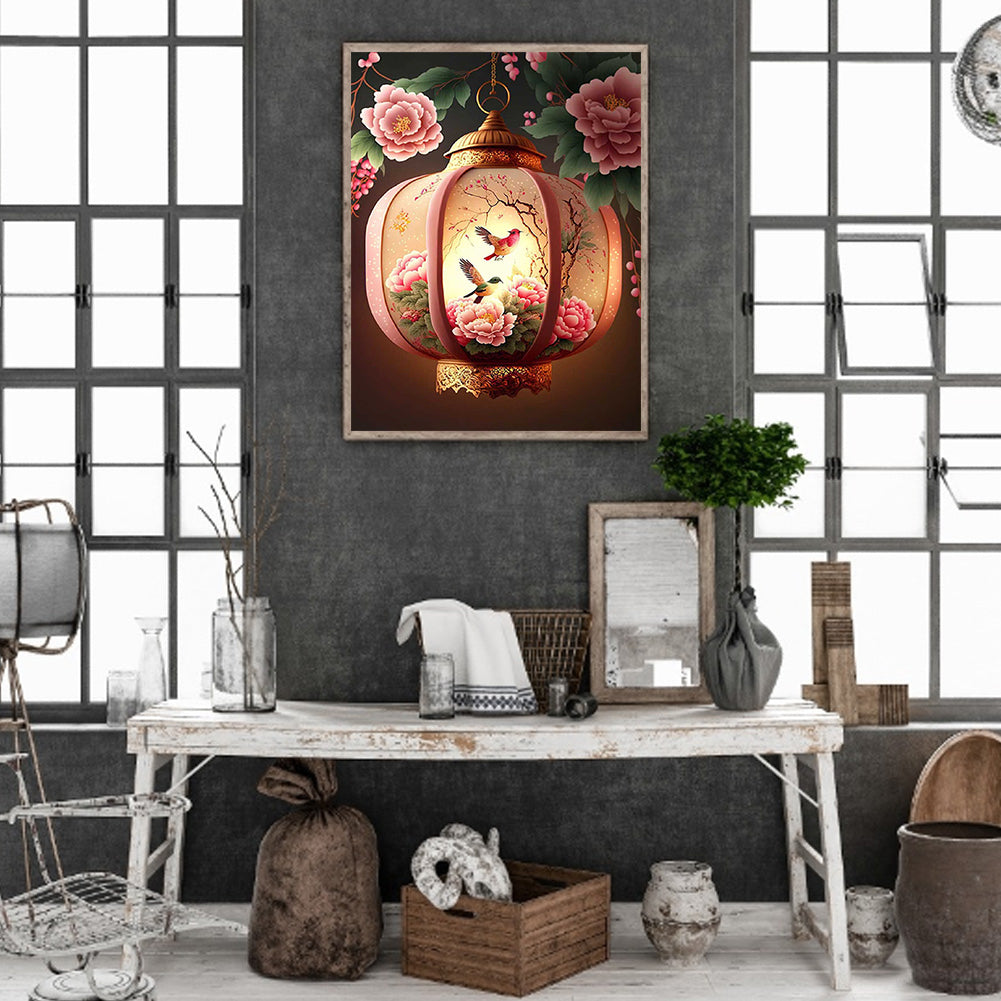 Flower And Bird Lantern - Full Round Drill Diamond Painting 30*40CM