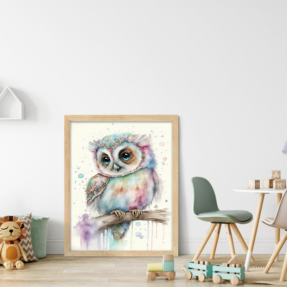 Owl - Full Round Drill Diamond Painting 30*40CM