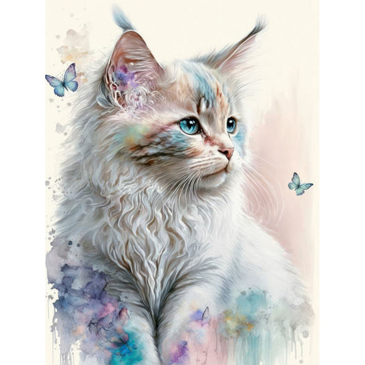 Cat - Full Round Drill Diamond Painting 30*40CM