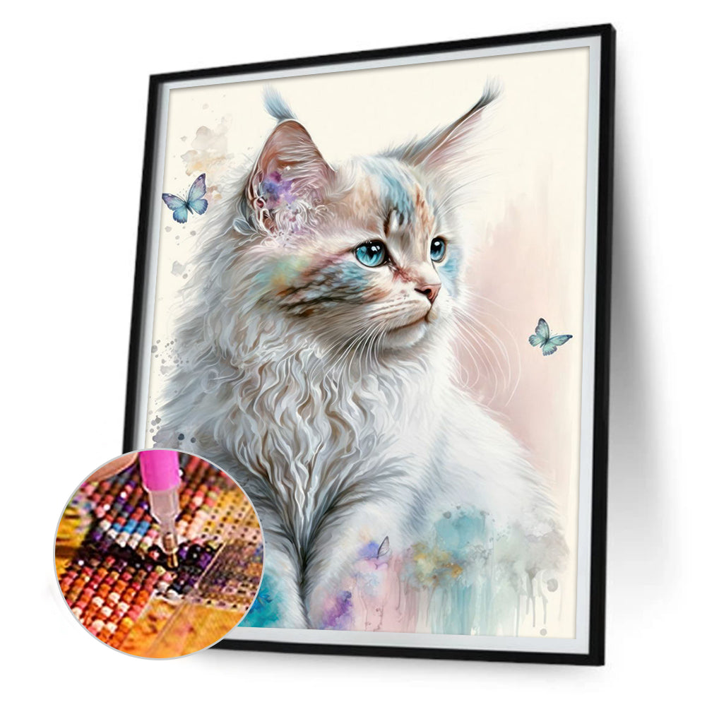 Cat - Full Round Drill Diamond Painting 30*40CM