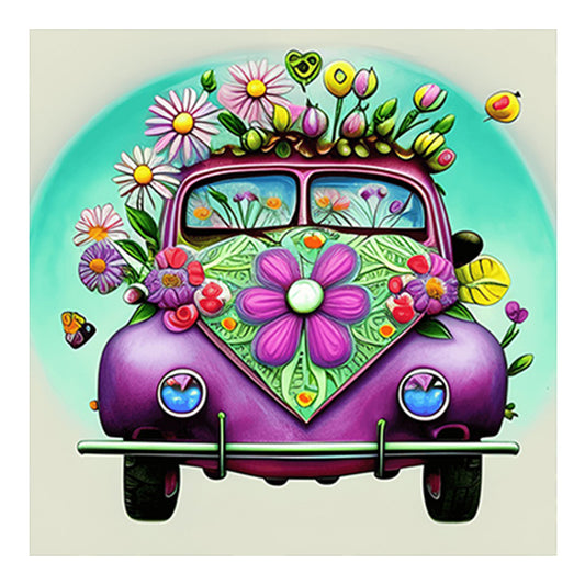 Flower Car - Full Round Drill Diamond Painting 30*30CM