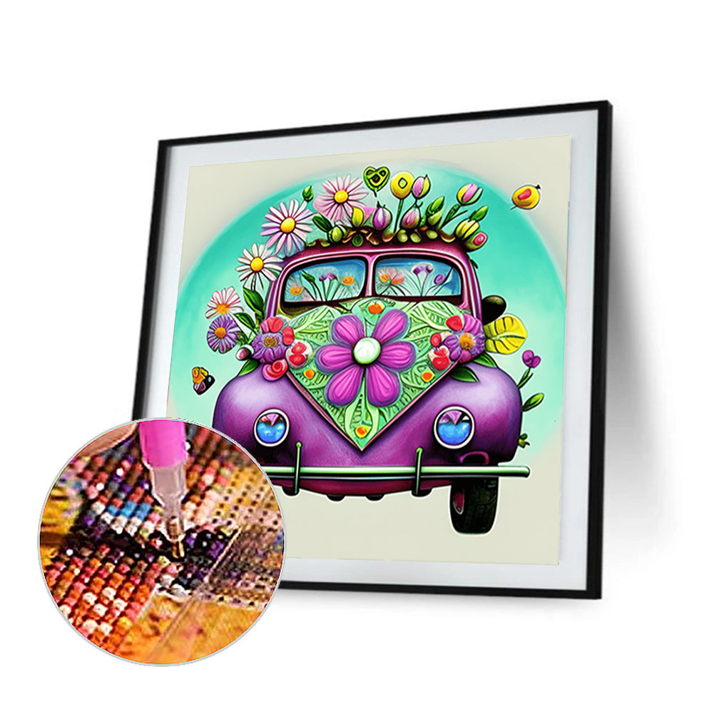 Flower Car - Full Round Drill Diamond Painting 30*30CM