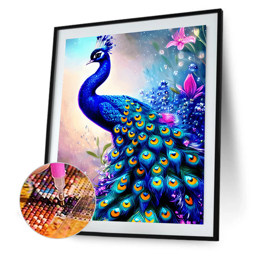 Peacock - Full Round Drill Diamond Painting 30*40CM