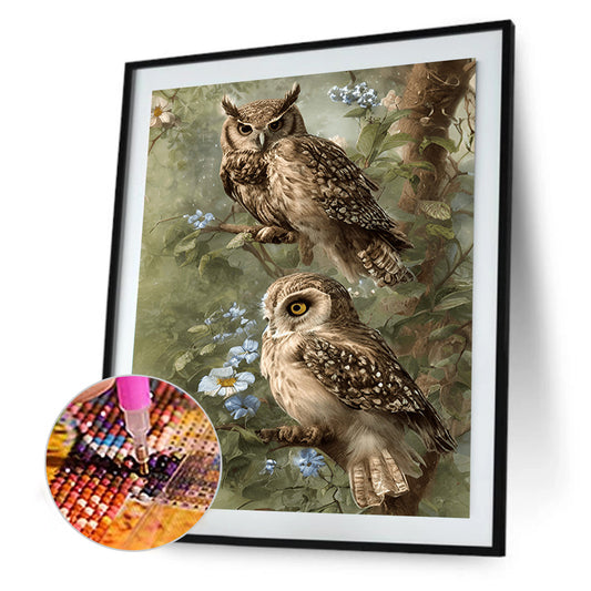 Owl - Full Round Drill Diamond Painting 30*40CM