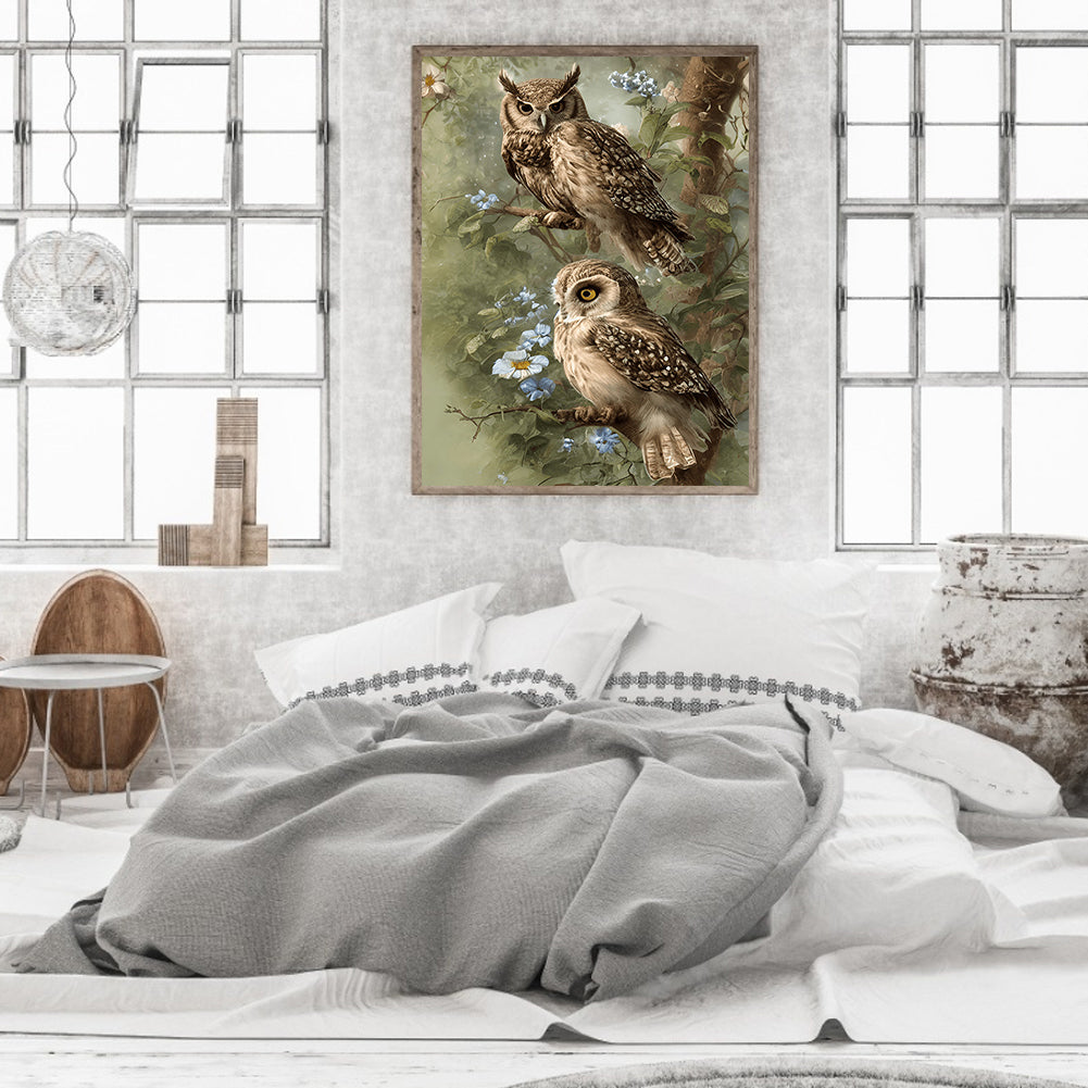 Owl - Full Round Drill Diamond Painting 30*40CM