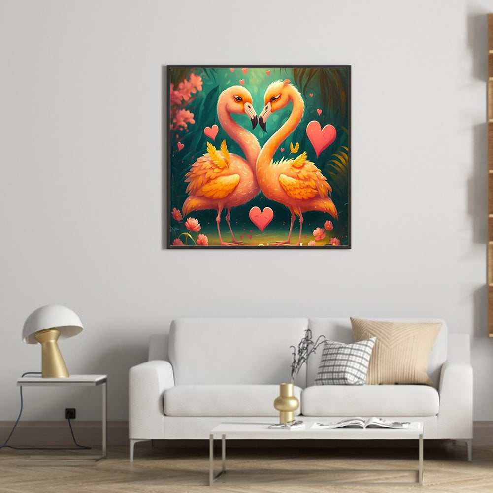 Couple Flamingos - Full Round Drill Diamond Painting 35*35CM