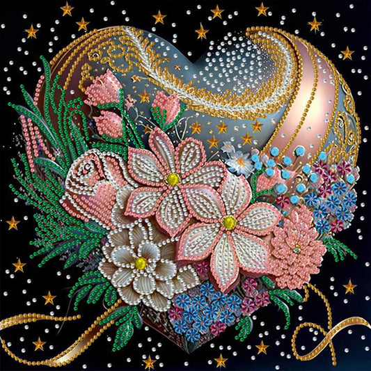 Flowers Love - Special Shaped Drill Diamond Painting 30*30CM