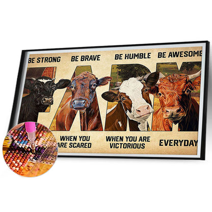 Farm Cow - Full Round Drill Diamond Painting 60*40CM