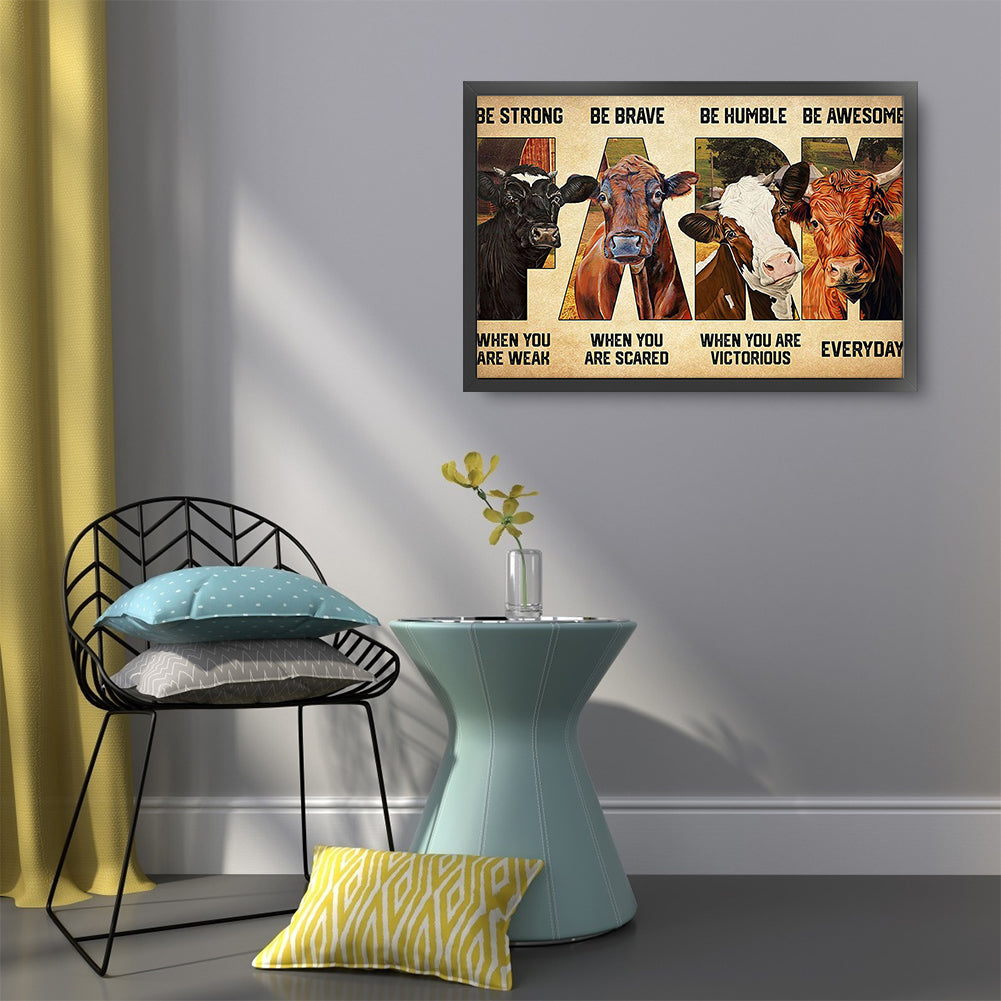 Farm Cow - Full Round Drill Diamond Painting 60*40CM