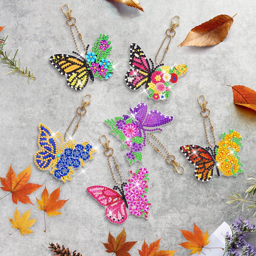 DIY Diamond Painting Keychains Kit 6Pcs Butterfly