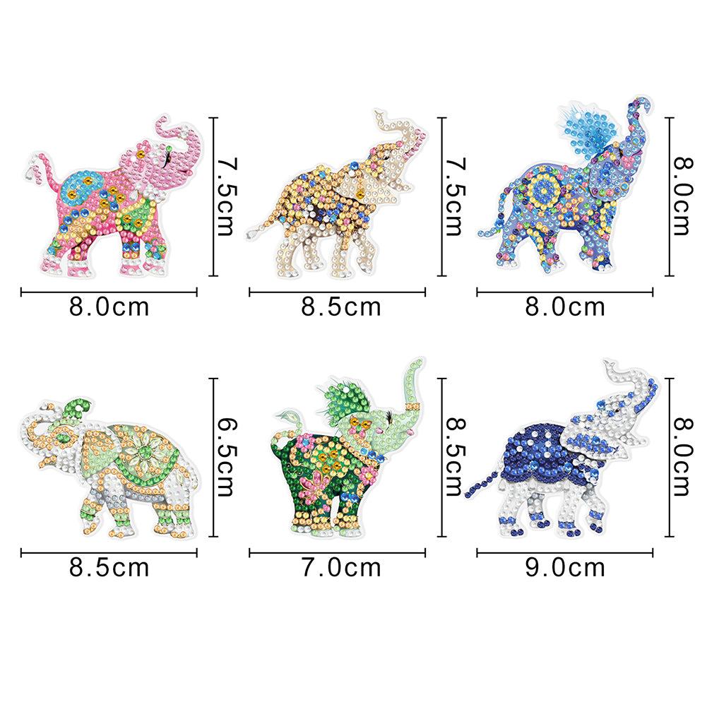 DIY Diamond Painting Keychains Kit 6Pcs Elephant