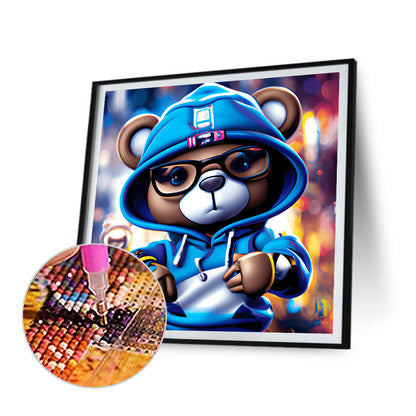 Hip Hop Bear - Full Round Drill Diamond Painting 30*30CM