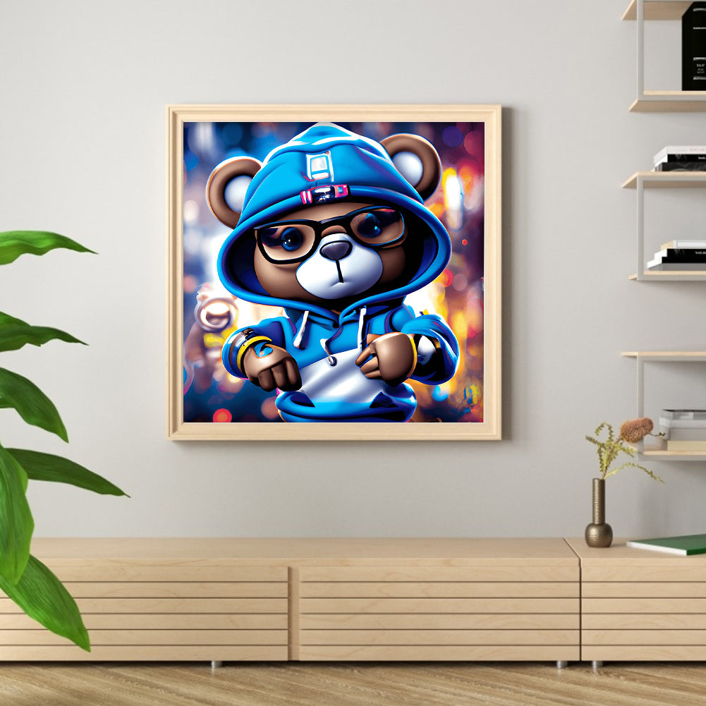 Hip Hop Bear - Full Round Drill Diamond Painting 30*30CM