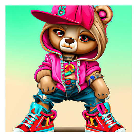 Hip Hop Bear - Full Round Drill Diamond Painting 30*30CM