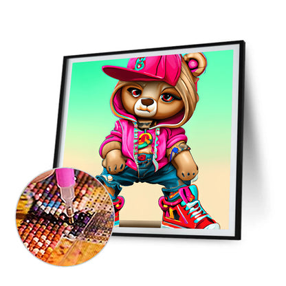 Hip Hop Bear - Full Round Drill Diamond Painting 30*30CM