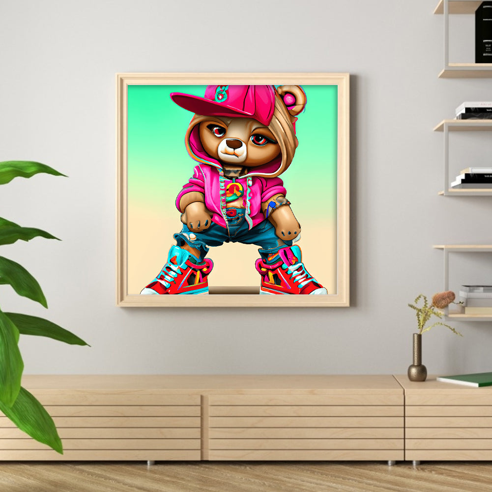 Hip Hop Bear - Full Round Drill Diamond Painting 30*30CM