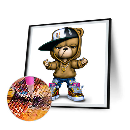 Hip Hop Bear - Full Round Drill Diamond Painting 30*30CM