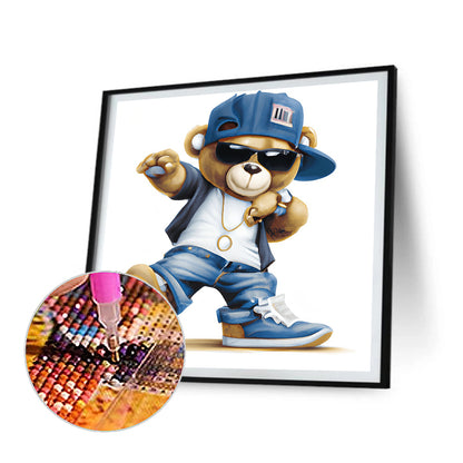 Hip Hop Bear - Full Round Drill Diamond Painting 30*30CM