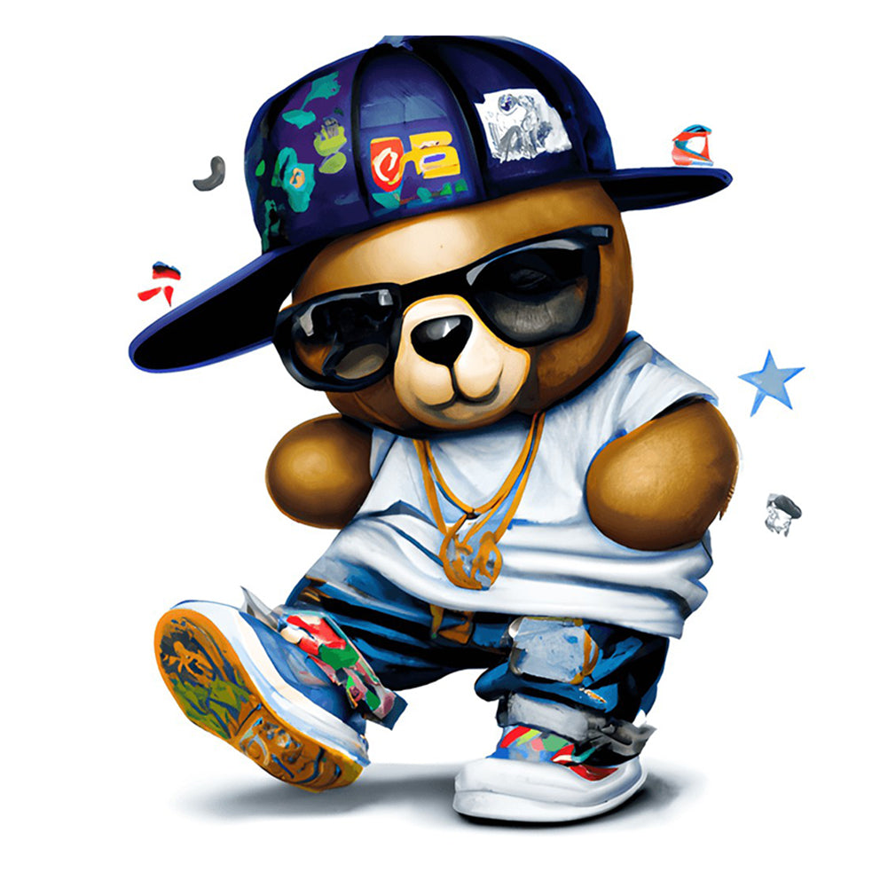 Hip Hop Bear - Full Round Drill Diamond Painting 30*30CM