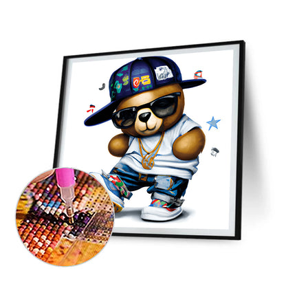 Hip Hop Bear - Full Round Drill Diamond Painting 30*30CM