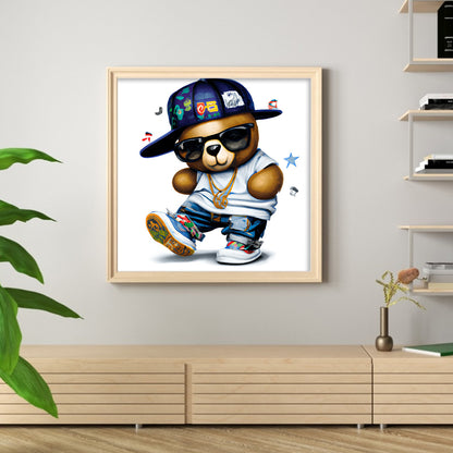 Hip Hop Bear - Full Round Drill Diamond Painting 30*30CM