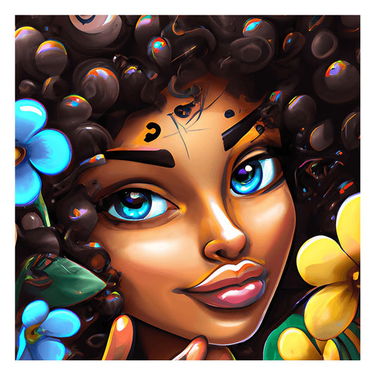 Curly Black Girl - Full Round Drill Diamond Painting 30*30CM