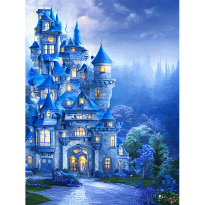 Blue Castle - Full Round Drill Diamond Painting 30*40CM