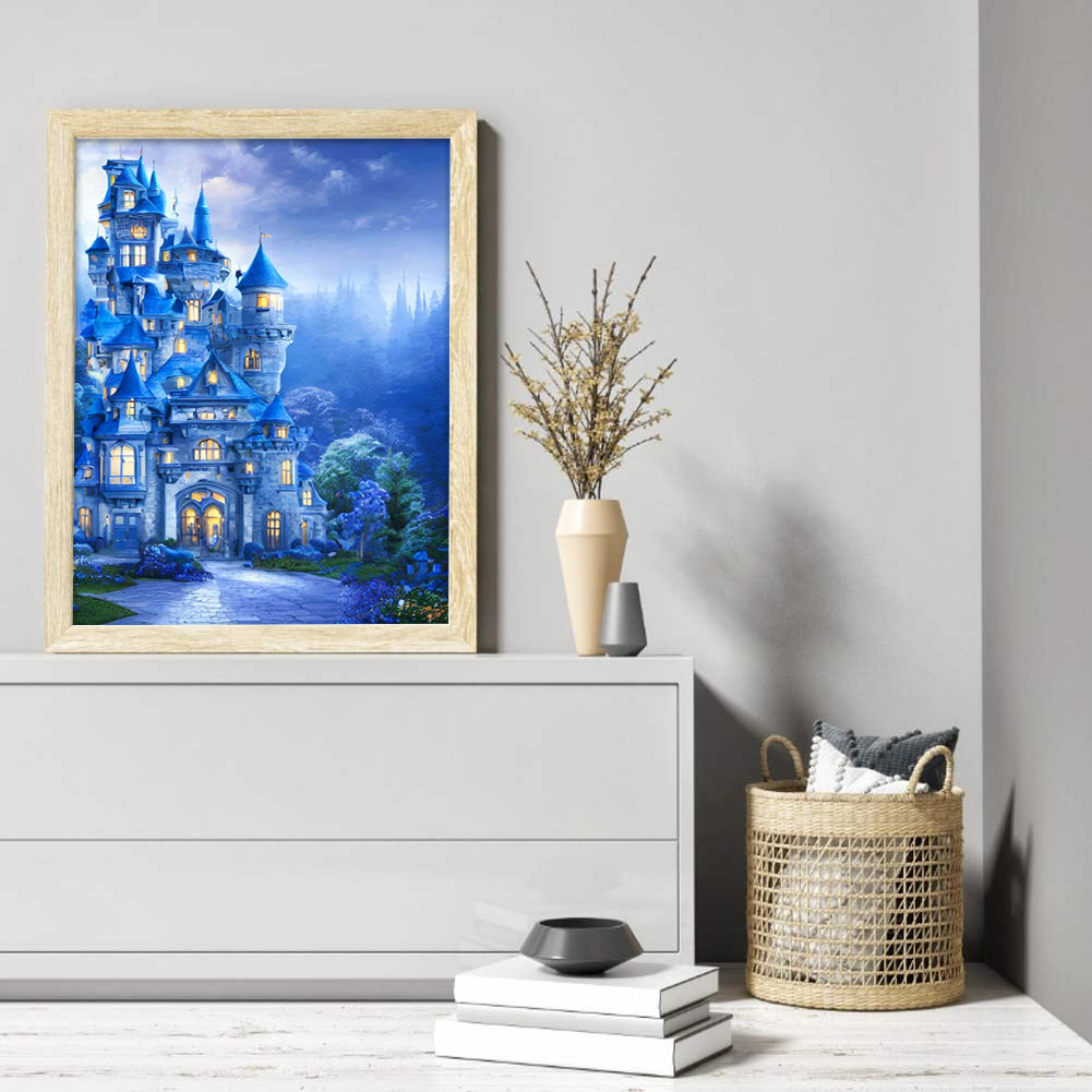 Blue Castle - Full Round Drill Diamond Painting 30*40CM