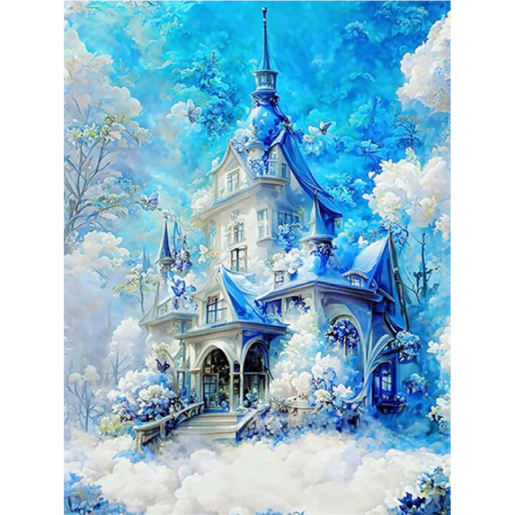 Blue Castle - Full Round Drill Diamond Painting 30*40CM