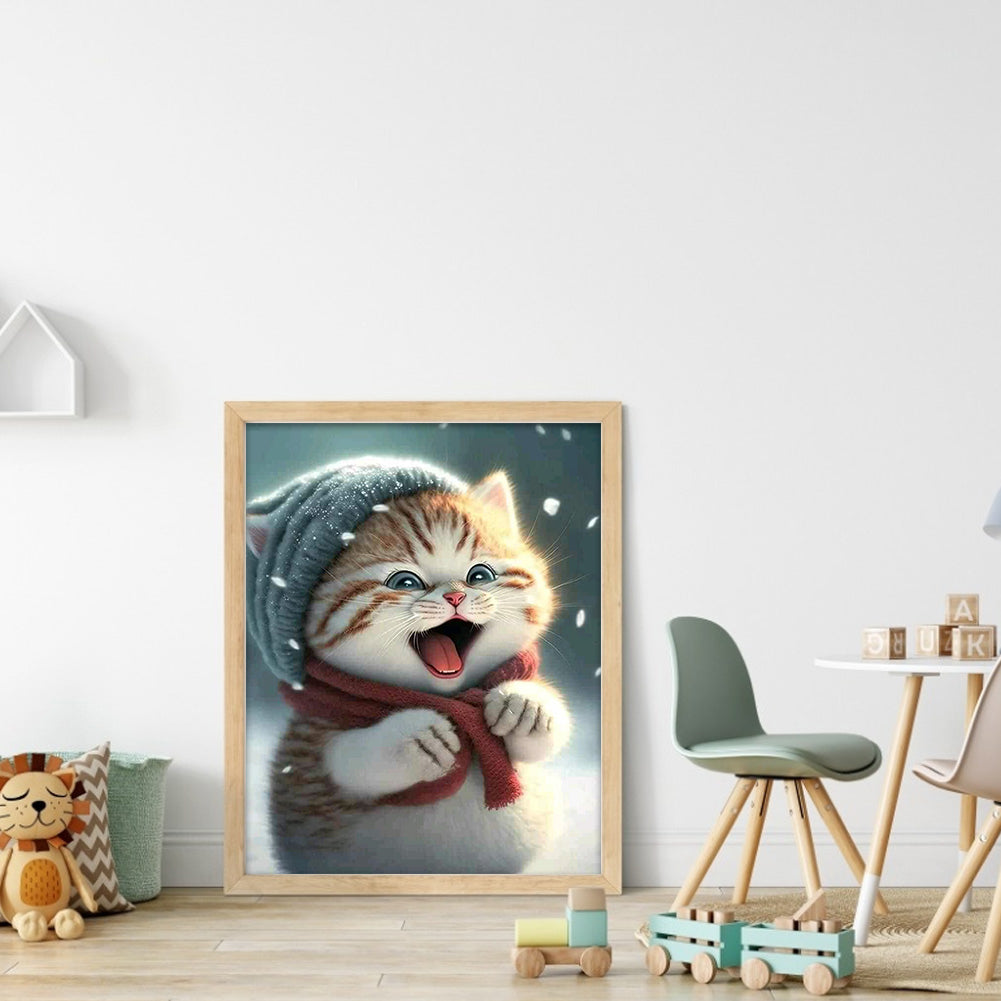 Cute Cat - Full Round Drill Diamond Painting 30*40CM