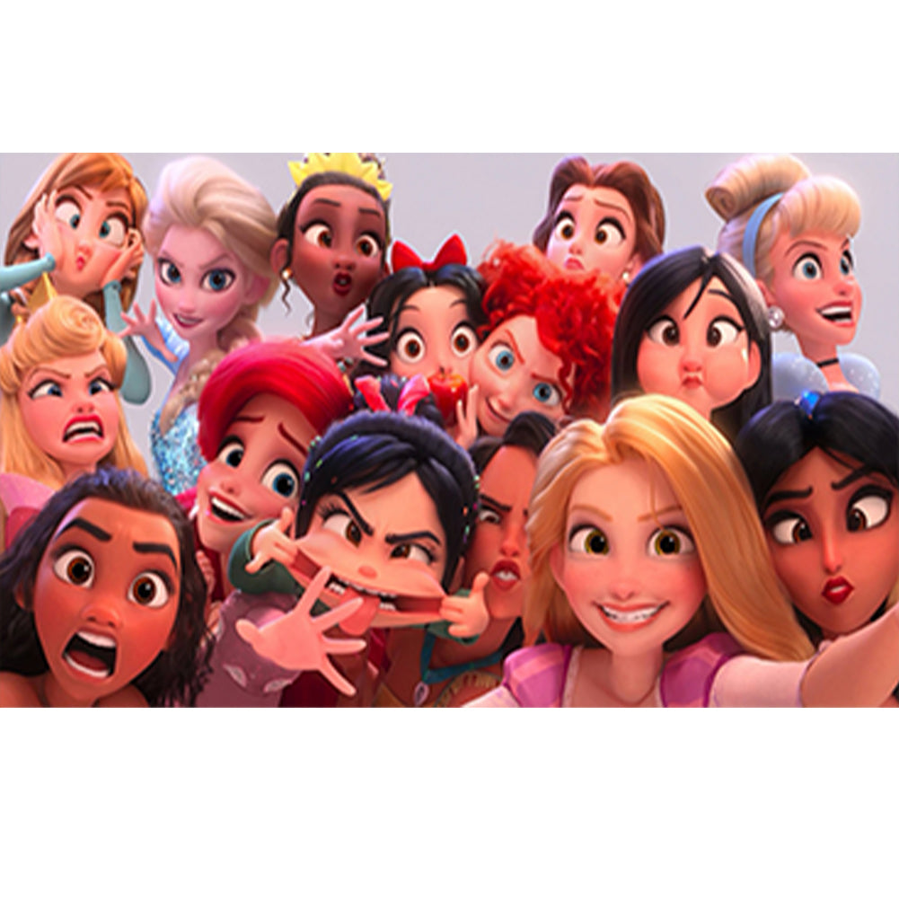 Disney Princess Group Photo - Full Round Drill Diamond Painting 70*40CM