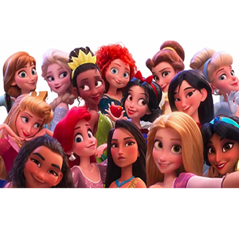 Disney Princess Group Photo - Full Round Drill Diamond Painting 70*40CM