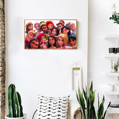 Disney Princess Group Photo - Full Round Drill Diamond Painting 70*40CM