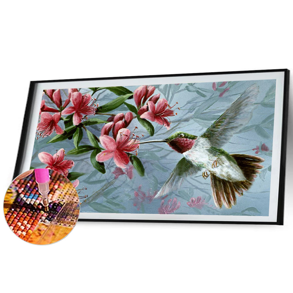 Hummingbird Holding Flower - Full Round Drill Diamond Painting 50*30CM