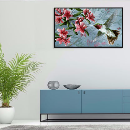 Hummingbird Holding Flower - Full Round Drill Diamond Painting 50*30CM