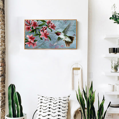 Hummingbird Holding Flower - Full Round Drill Diamond Painting 50*30CM