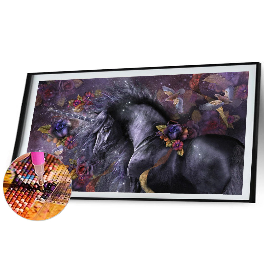 Dark Unicorn - Full Square Drill Diamond Painting 50*30CM