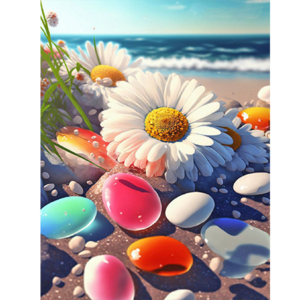 Beach Daisy - Full Round Drill Diamond Painting 30*40CM