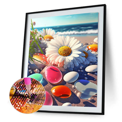 Beach Daisy - Full Round Drill Diamond Painting 30*40CM