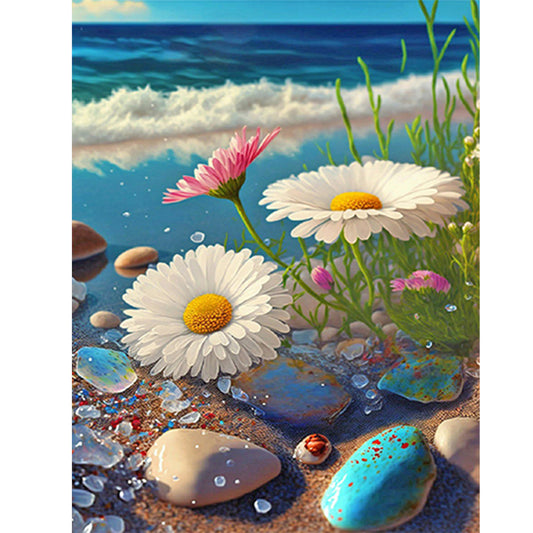 Beach Daisy - Full Round Drill Diamond Painting 30*40CM