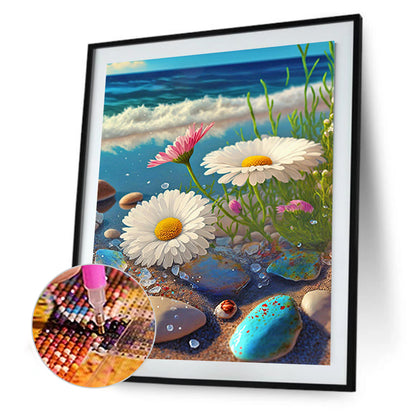 Beach Daisy - Full Round Drill Diamond Painting 30*40CM