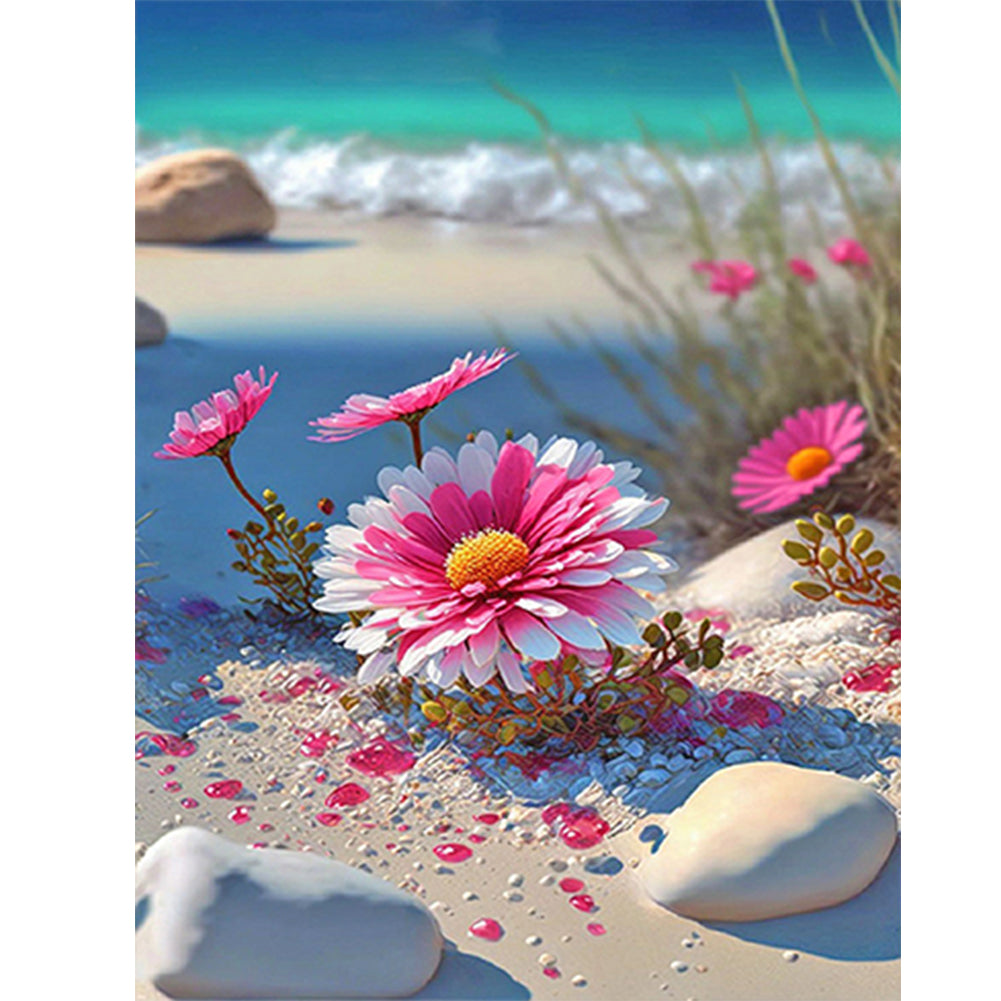 Beach Daisy - Full Round Drill Diamond Painting 30*40CM