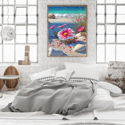 Beach Daisy - Full Round Drill Diamond Painting 30*40CM