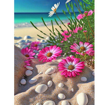 Beach Daisy - Full Round Drill Diamond Painting 30*40CM