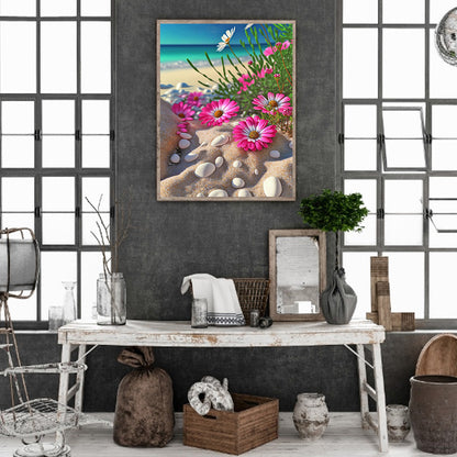 Beach Daisy - Full Round Drill Diamond Painting 30*40CM