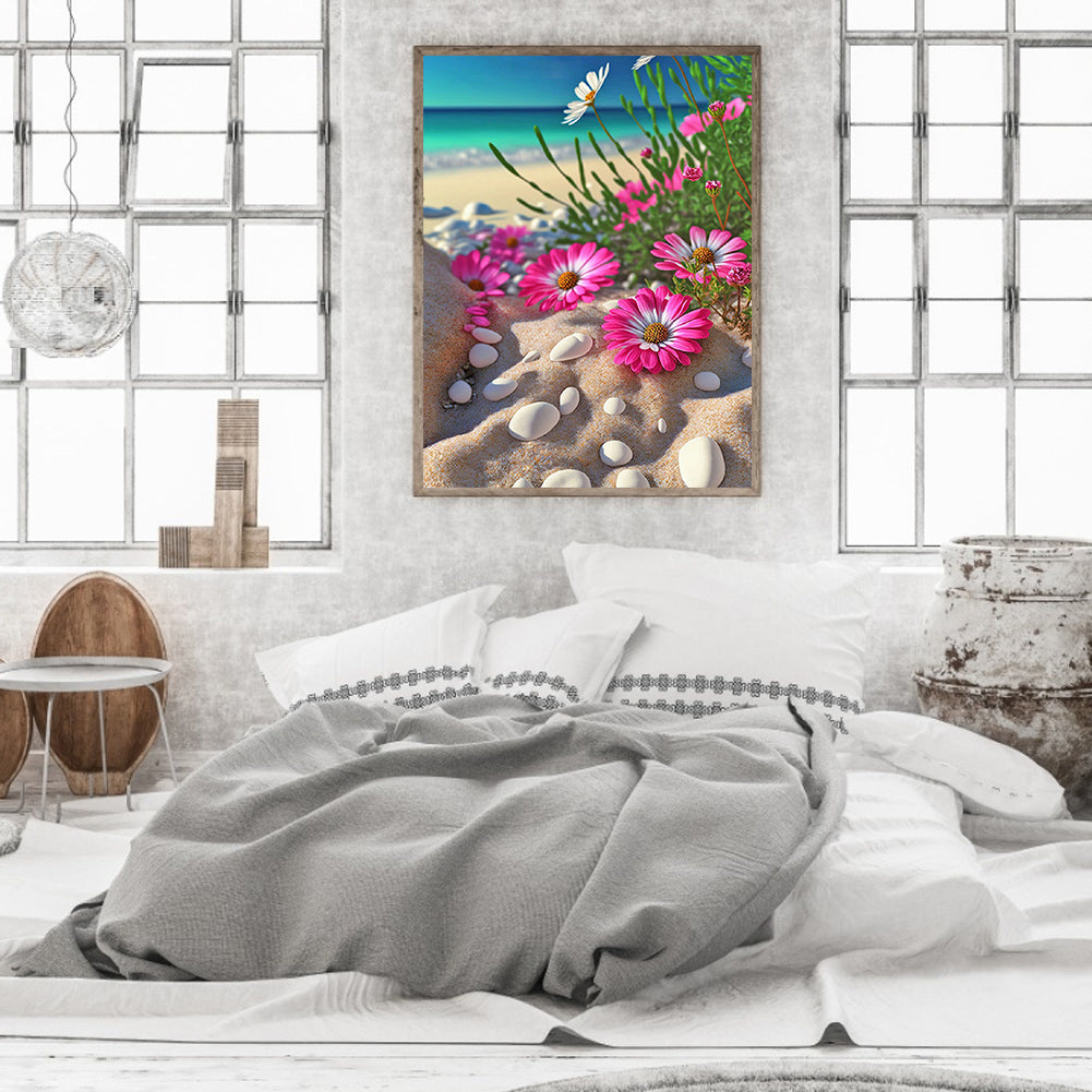 Beach Daisy - Full Round Drill Diamond Painting 30*40CM