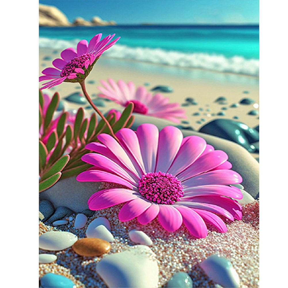 Beach Daisy - Full Round Drill Diamond Painting 30*40CM