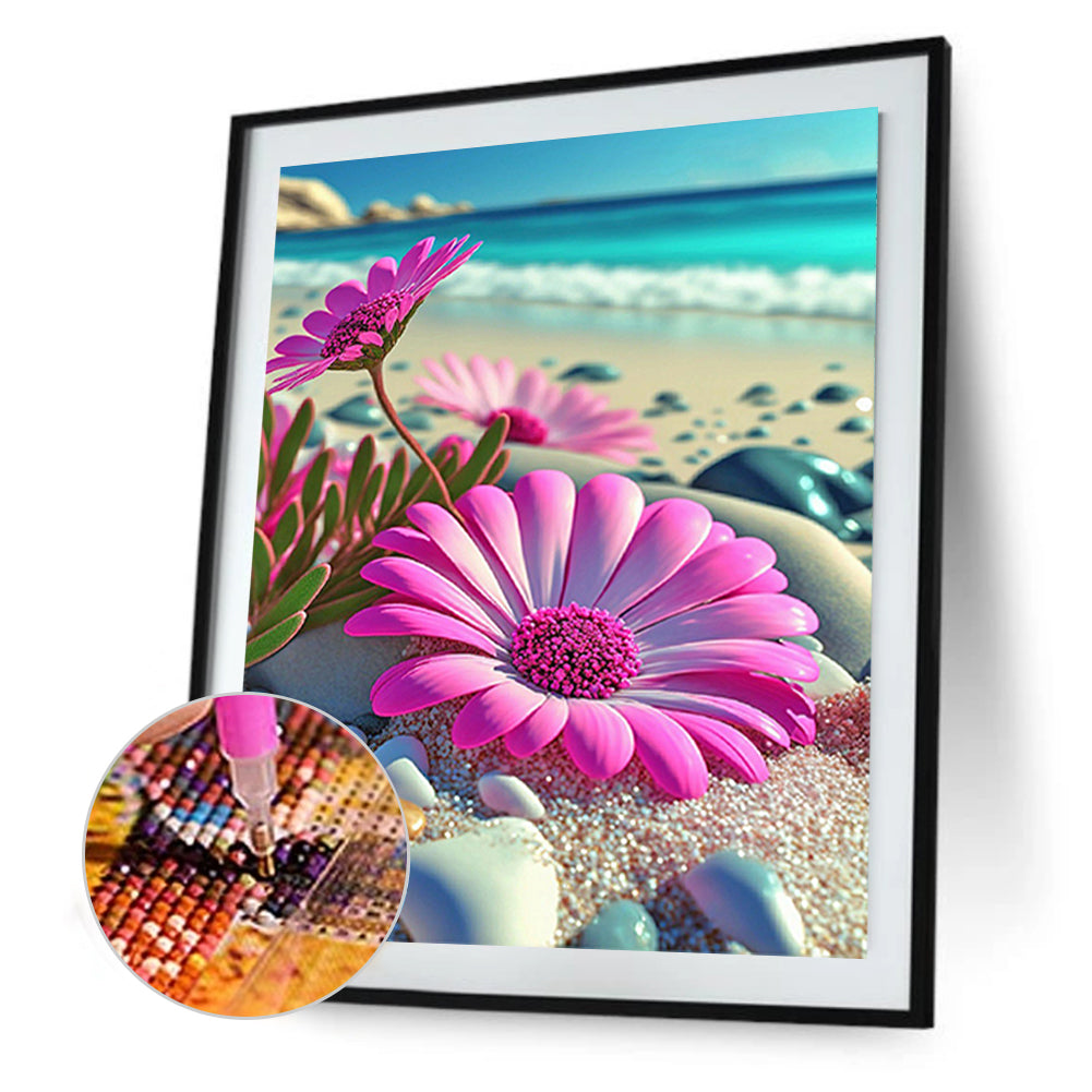 Beach Daisy - Full Round Drill Diamond Painting 30*40CM