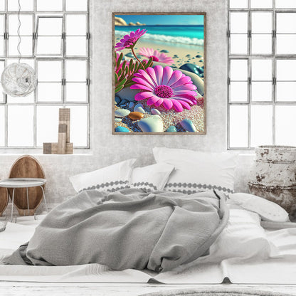 Beach Daisy - Full Round Drill Diamond Painting 30*40CM